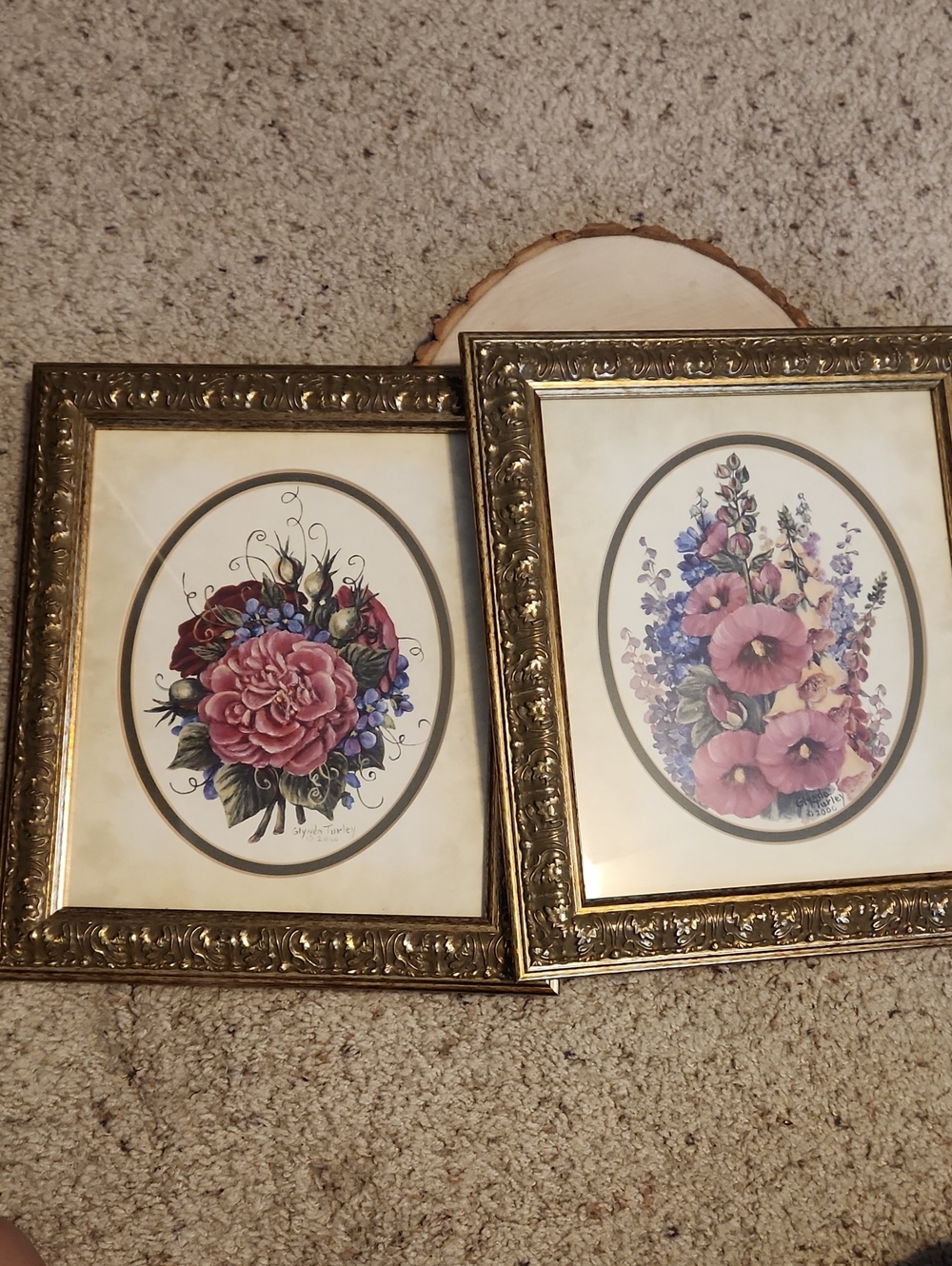 Glynda Turley Set 2 Art Wall Hangings Floral Designs 2000